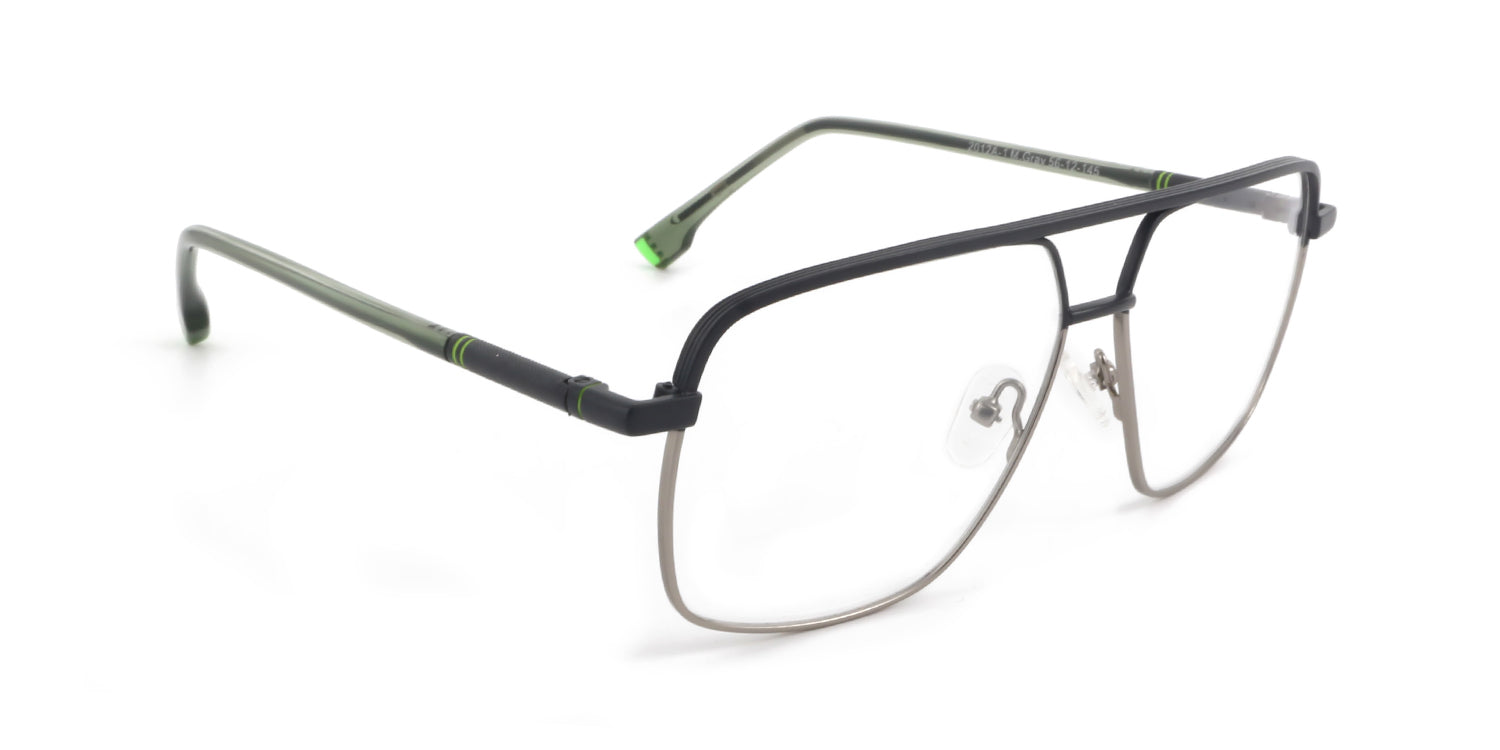 Maxima Men Matte Gray Square Metal Glasses