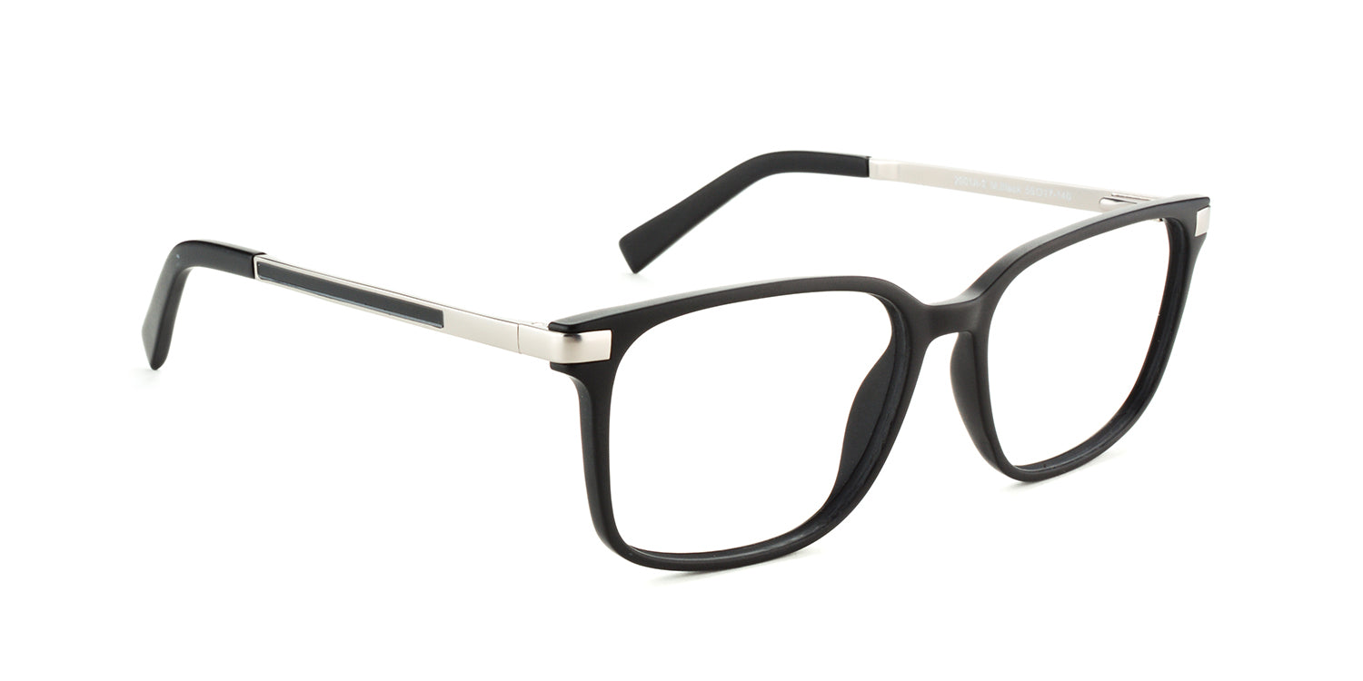 Maxima Men Matte Black Square Acetate Glasses