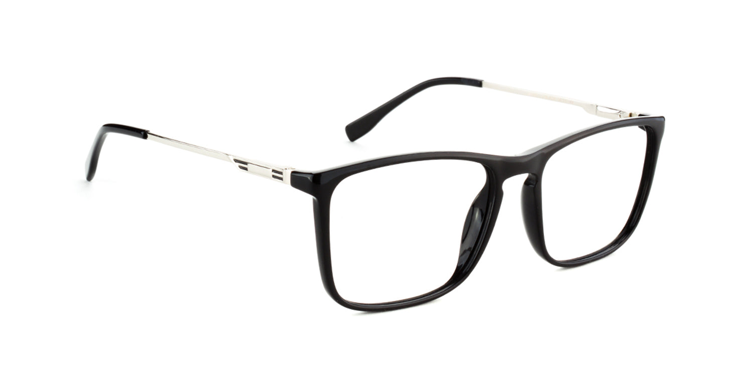 Maxima Men Shiny Black Square Acetate Glasses