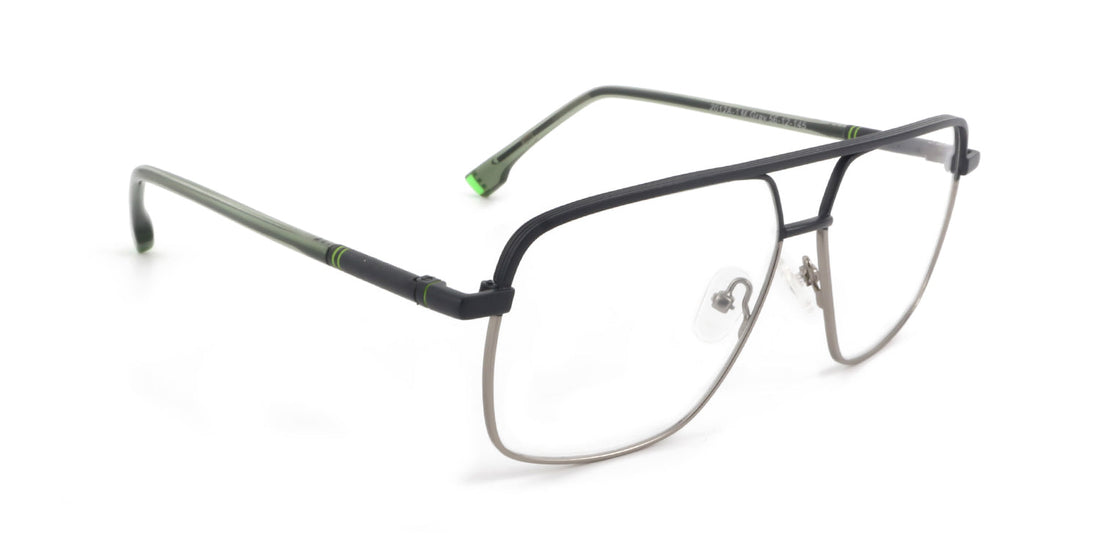 Maxima Men Matte Gray Square Metal Glasses