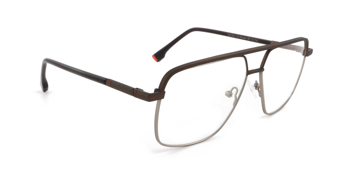 Maxima Men Matte Brown Square Metal Glasses