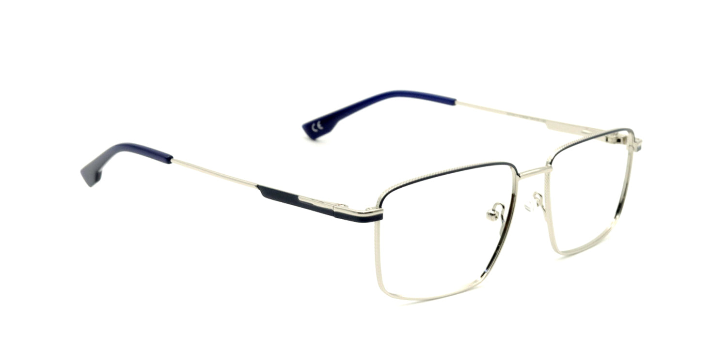 Maxima Men Shiny Blue Square Metal Glasses