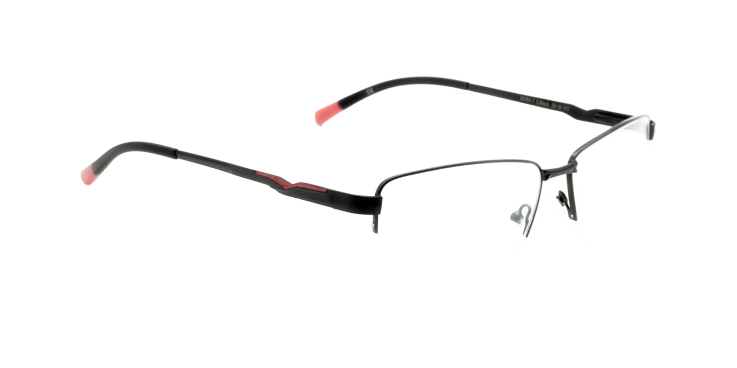 Maxima Men Shiny Black Square Metal Glasses