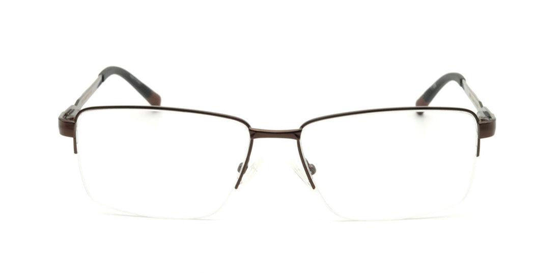 Maxima Men Shiny BrownSquare Metal Glasses