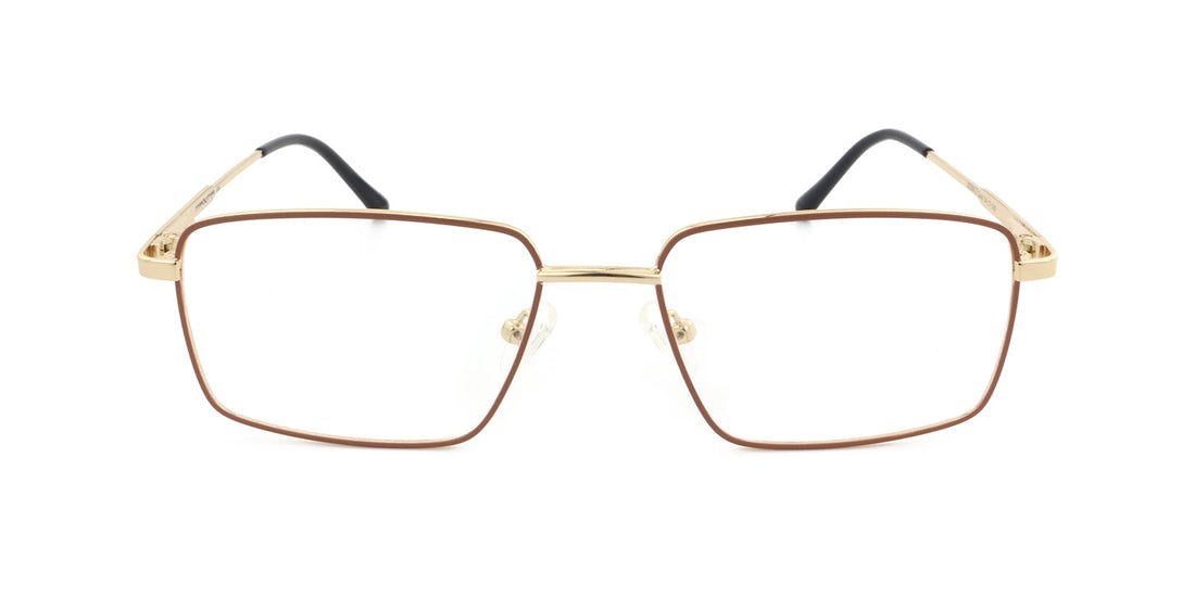 Maxima Men Matte Gold Square Metal Glasses