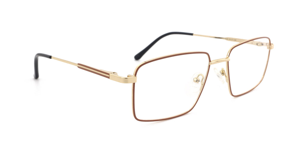 Maxima Men Matte Gold Square Metal Glasses