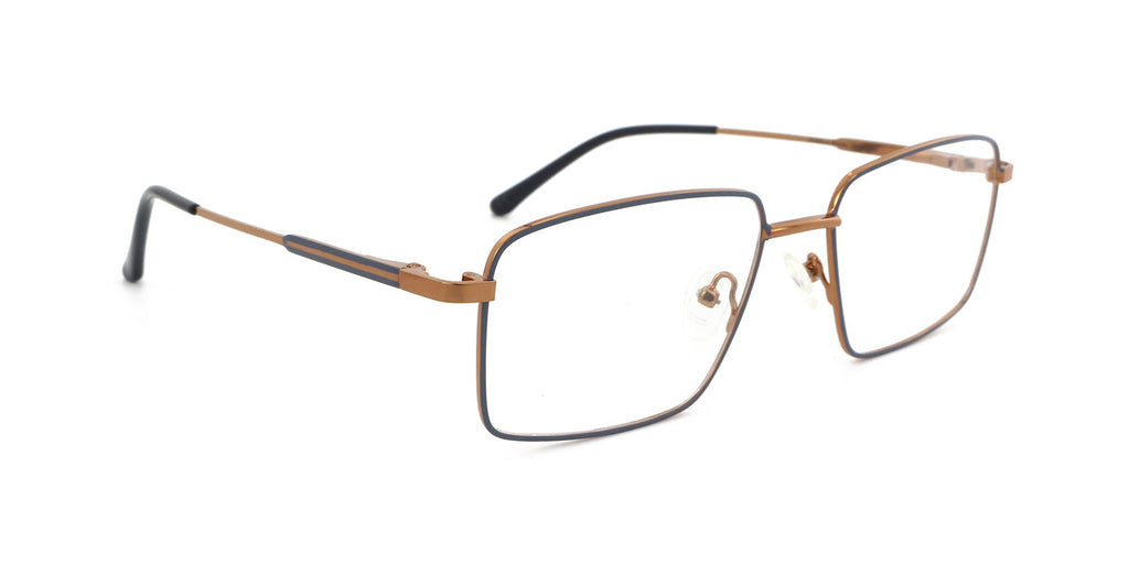 Maxima Men Shiny Brown Square Metal Glasses