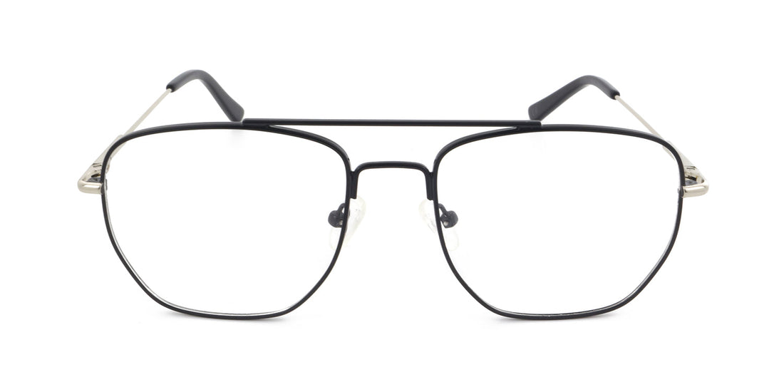 Maxima Men Shiny Black Square Metal Glasses