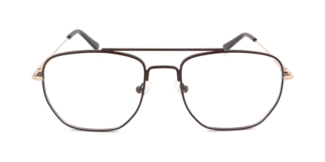 Maxima Men Shiny Brown Square Metal Glasses