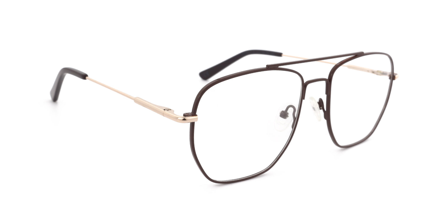 Maxima Men Shiny Brown Square Metal Glasses