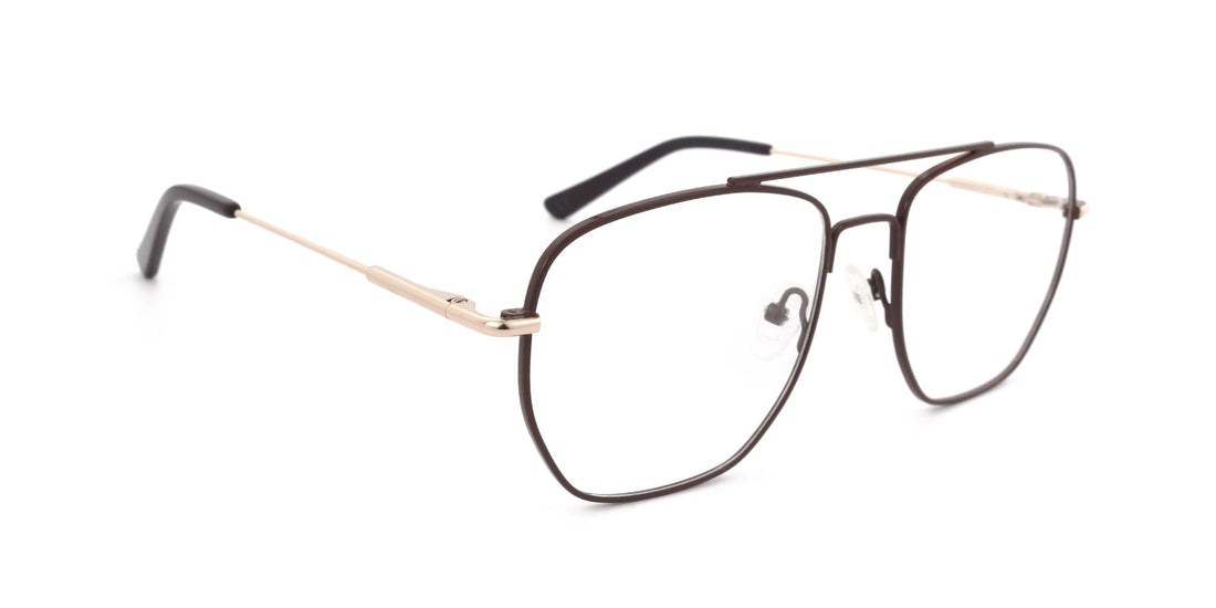 Maxima Men Shiny Brown Square Metal Glasses