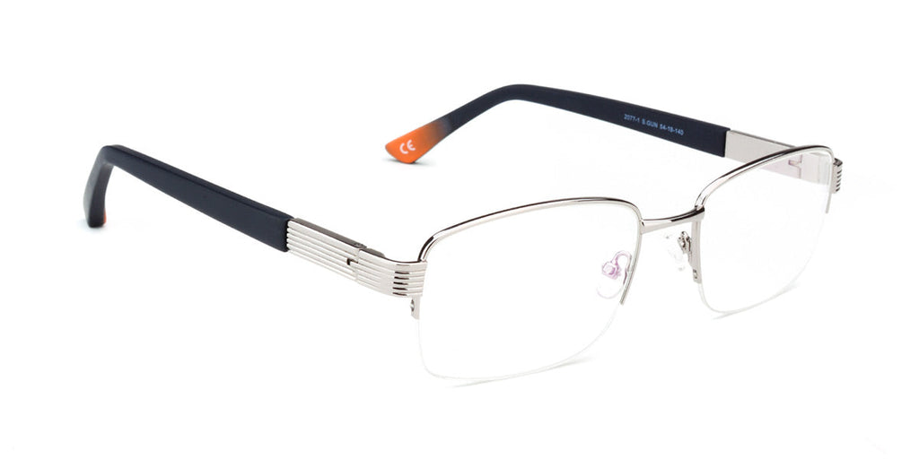 Maxima Men Shiny Gun Square Metal Glasses