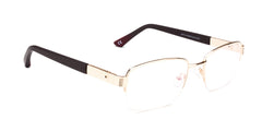 MX2077-2 Maxima Men Shiny Gold Square Metal Glasses 