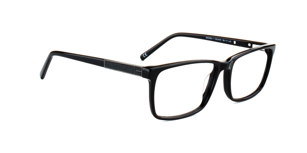 Maxima Men Shiny Black Square Acetate Glasses