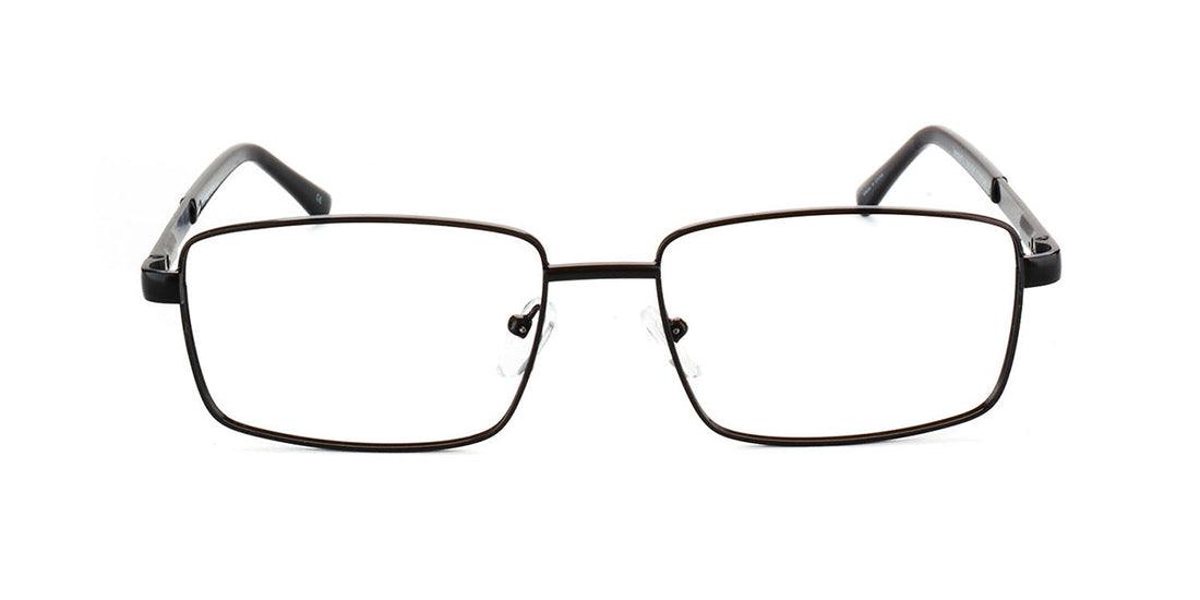 MX2087-2 Maxima Men Shiny Black Square Metal Glasses 