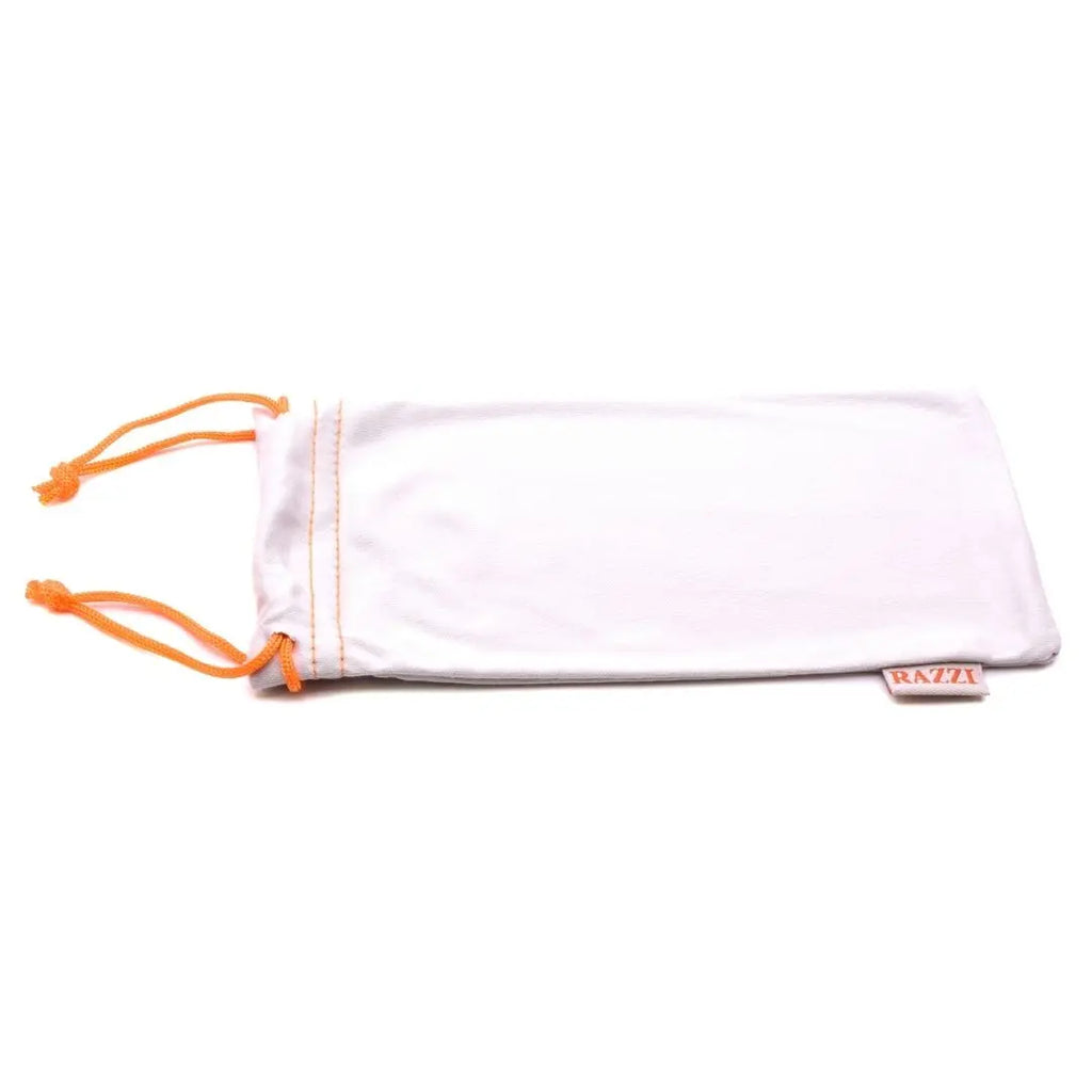 RAC-805-1 | Soft Cloth Optical Drawstring Pouch Case | Gray & Orange | Razzi Pop Material