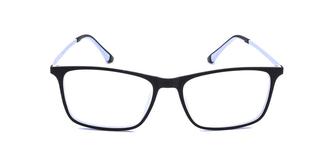 Maxima Unisex Matte Black & Blue Square Beta Titanium Glasses