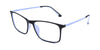 Maxima Unisex Matte Black &amp; Blue Square Beta Titanium Glasses 