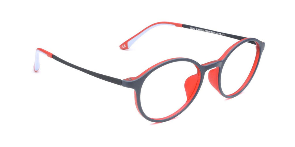 Maxima Unisex Matte Blue &amp; Red Round Beta Titanium Glasses 