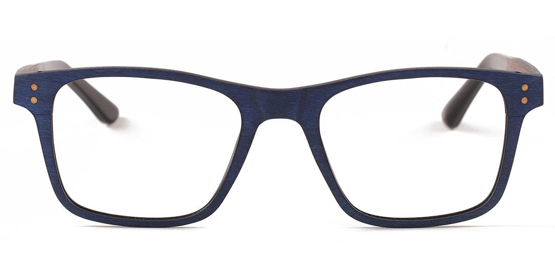 Maxima Matte Blue Wood Series Square Reading Glasses